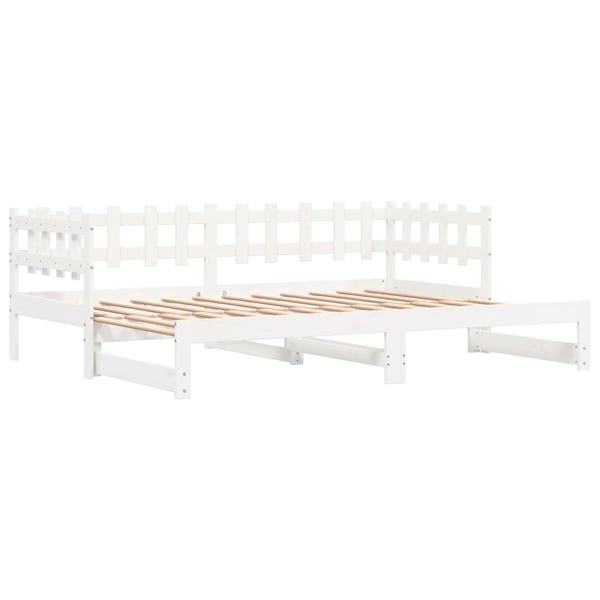 vidaXL Uttrekkbar dagseng hvit 2x(80x200) cm heltre furu