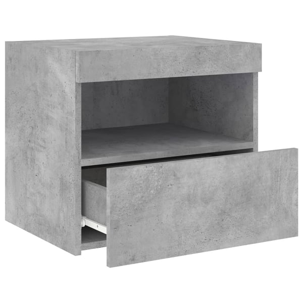 vidaXL Nattbord med LED 2 stk betonggrå 50x40x45 cm