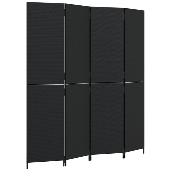vidaXL rumdeler 4 paneler polyrattan sort