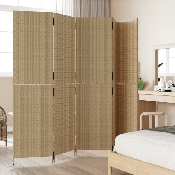 vidaXL Tilanjakaja 5 paneelia beige polyrottinki