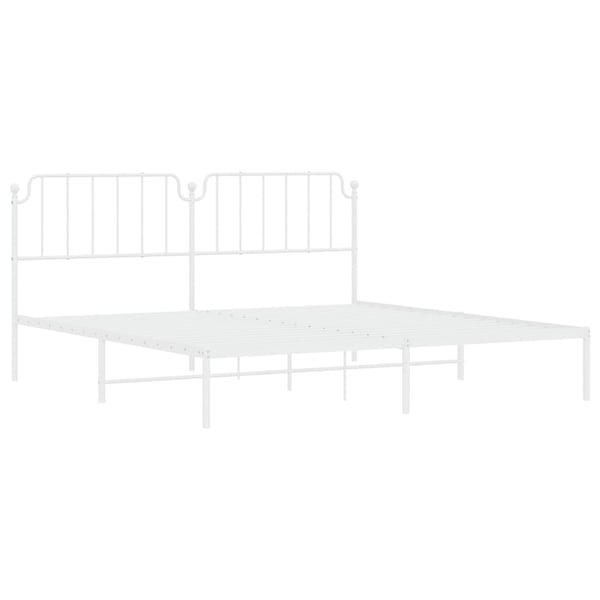 vidaXL Sengeramme i metall med sengegavl hvit 200x200 cm