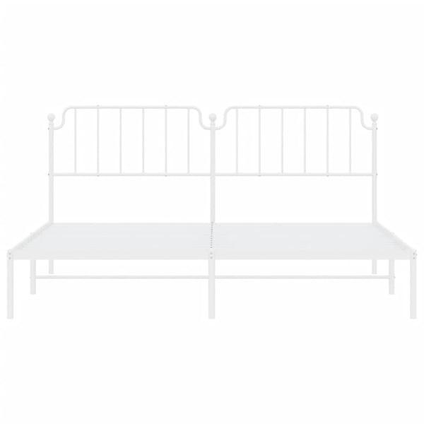 vidaXL Sengeramme i metall med sengegavl hvit 200x200 cm