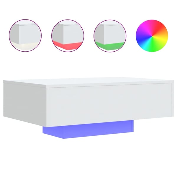 vidaXL Salongbord med LED-lys hvit 85x55x31 cm