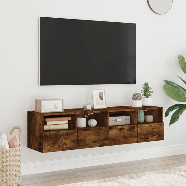 vidaXL Vegghengte TV-benker 2 stk røkt eik 60x30x30 cm konstruert tre