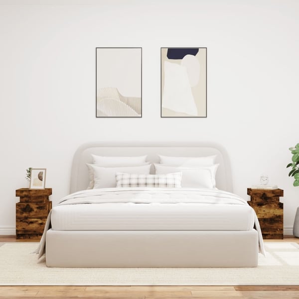 vidaXL Nattbord med LED 2 stk røkt eik 35x39x55 cm