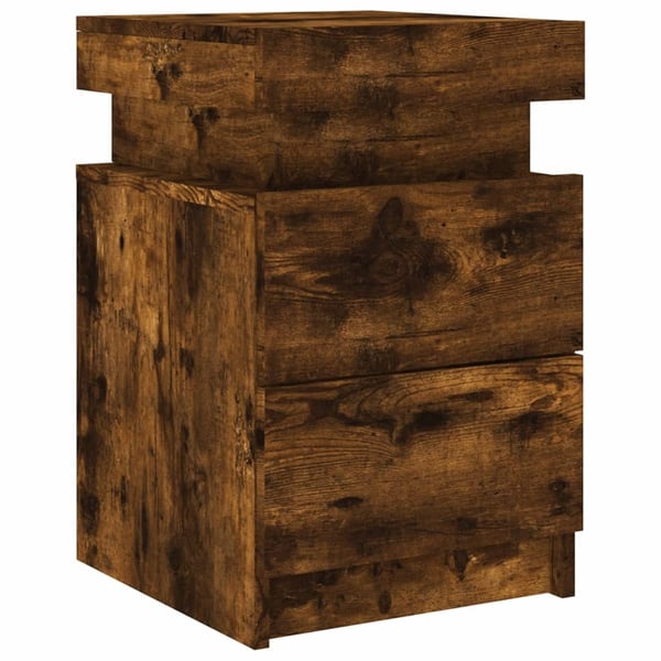 vidaXL Nattbord med LED 2 stk røkt eik 35x39x55 cm