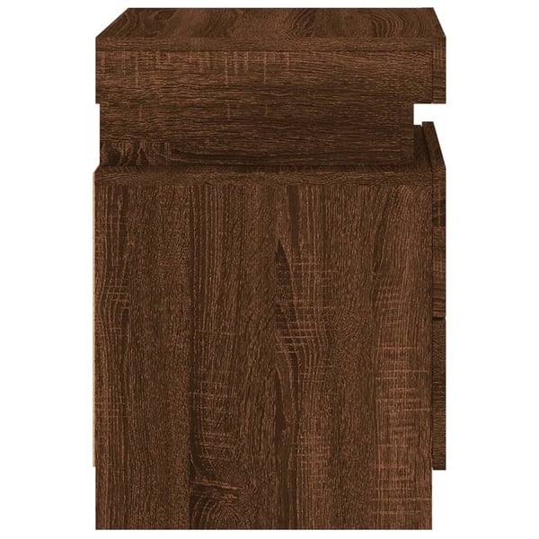vidaXL sengeborde 2 stk. med LED-lys 35x39x55 cm brun egetræsfarve