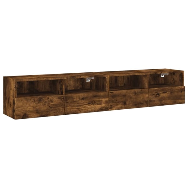 vidaXL Vegghengte TV-benker 2 stk røkt eik 80x30x30 cm konstruert tre