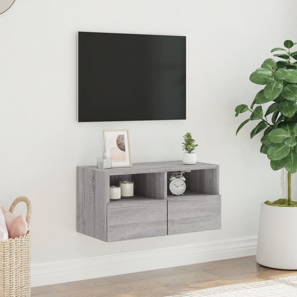 vidaXL TV-seinäkaappi harmaa Sonoma 60x30x30 cm tekninen puu