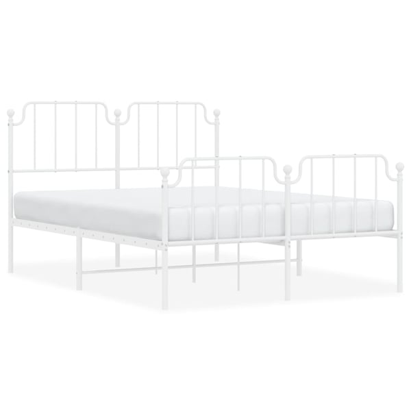 vidaXL Sengeramme i metall med hode- og fotgavl hvit 140x190 cm