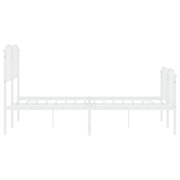 vidaXL Sengeramme i metall med hode- og fotgavl hvit 140x190 cm