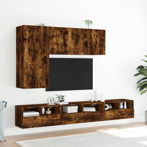 vidaXL Vegghengt TV-benk røkt eik 60x30x30 cm konstruert tre