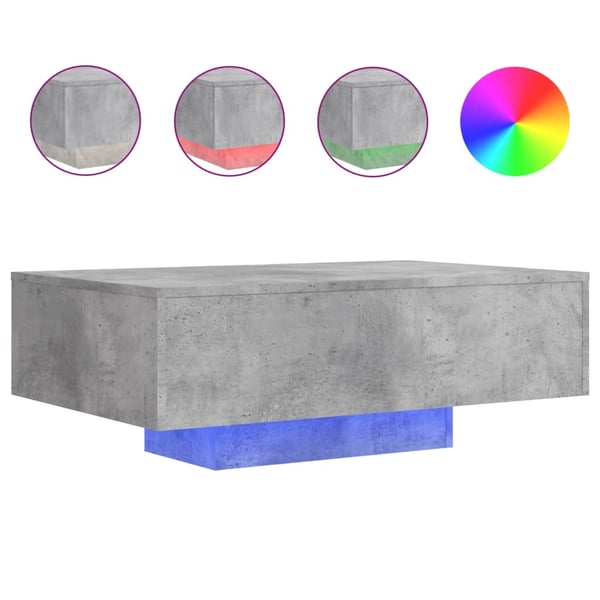 vidaXL Salongbord med LED-lys betonggrå 85x55x31 cm