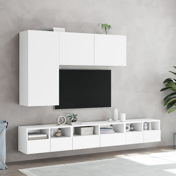 vidaXL Veggmonterte TV-benker 2 stk hvit 60x30x30 cm konstruert tre