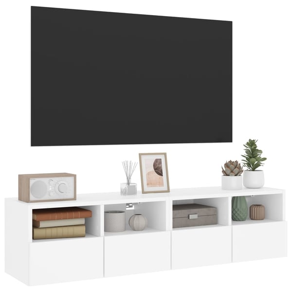 vidaXL Veggmonterte TV-benker 2 stk hvit 60x30x30 cm konstruert tre