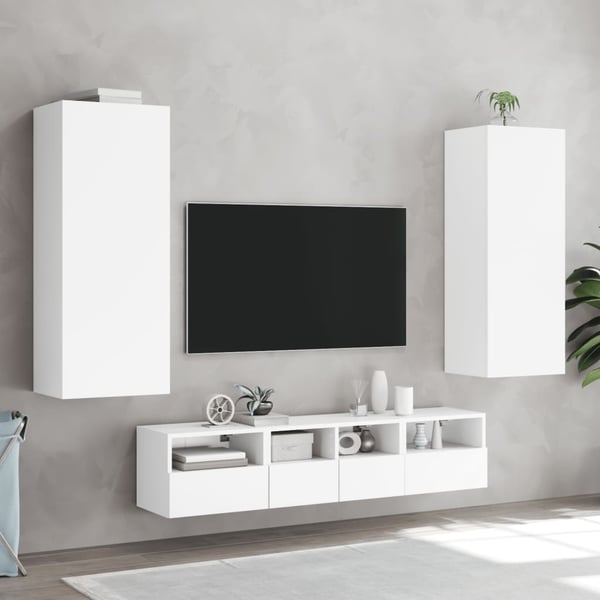 vidaXL Vegghengt TV-benk hvit 40,5x30x102 cm konstruert tre