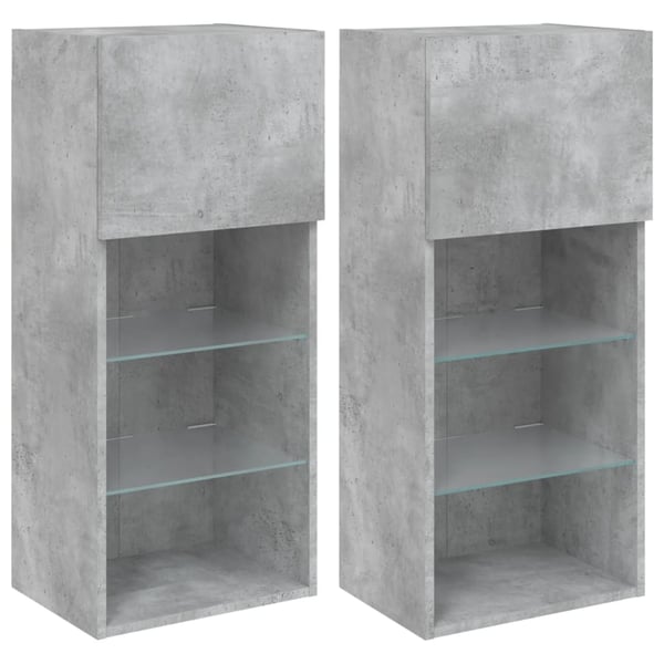 vidaXL TV-benker med LED-lys 2 stk betonggrå 40,5x30x90 cm