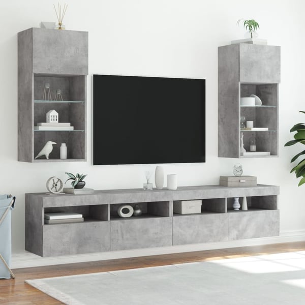 vidaXL TV-benker med LED-lys 2 stk betonggrå 40,5x30x90 cm