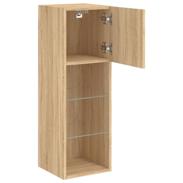 vidaXL tv-borde 2 stk. med LED-lys 30,5x30x90 cm sonoma-eg