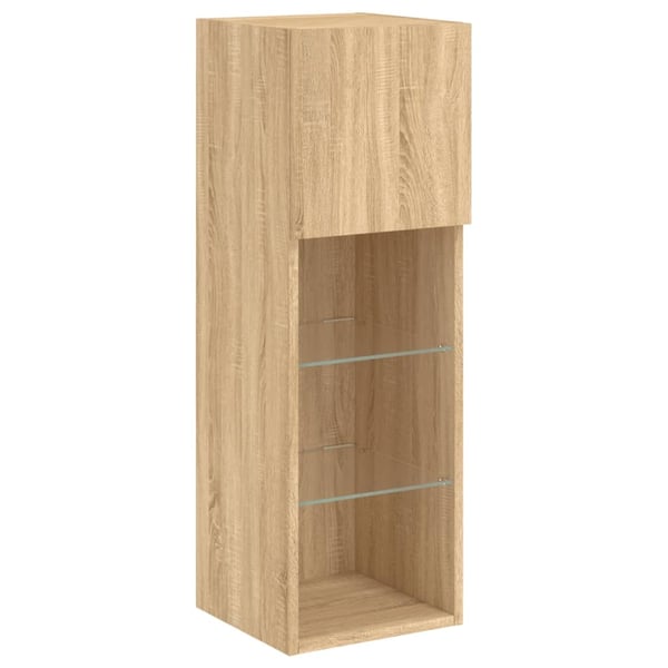 vidaXL tv-borde 2 stk. med LED-lys 30,5x30x90 cm sonoma-eg
