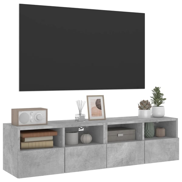 vidaXL Vegghengte TV-benker 2 stk betonggrå 60x30x30 cm konstruert tre