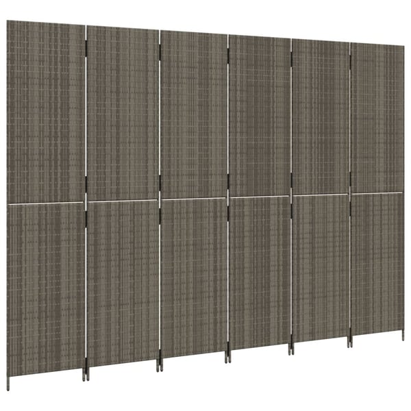vidaXL rumdeler 6 paneler polyrattan grå