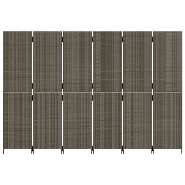 vidaXL rumdeler 6 paneler polyrattan grå