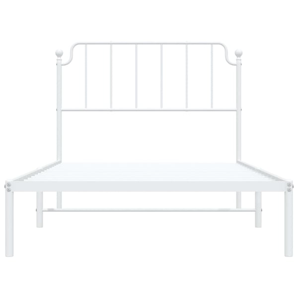 vidaXL Sengeramme i metall med hodegavl hvit 107x203 cm