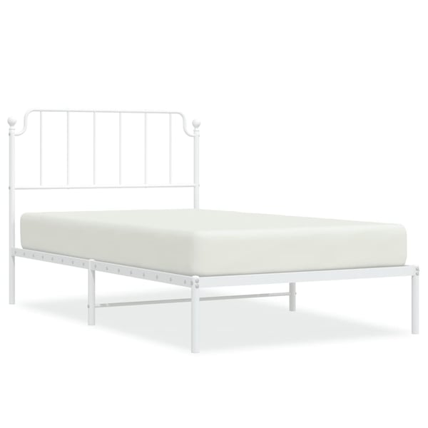 vidaXL Sengeramme i metall med hodegavl hvit 107x203 cm