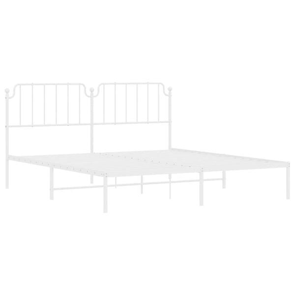 vidaXL Sengeramme i metall med sengegavl hvit 160x200 cm