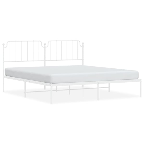 vidaXL Sengeramme i metall med sengegavl hvit 160x200 cm