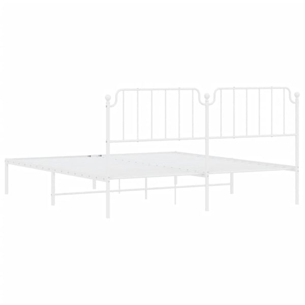 vidaXL Sengeramme i metall med sengegavl hvit 160x200 cm