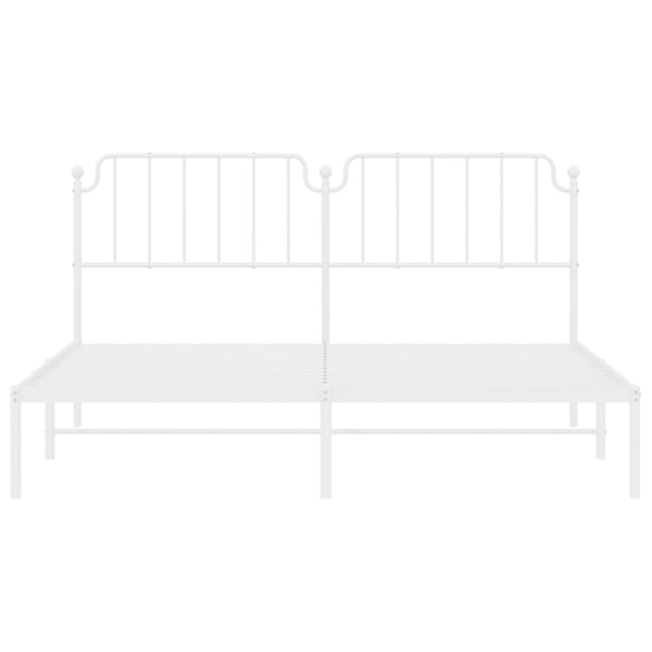vidaXL Sengeramme i metall med sengegavl hvit 160x200 cm