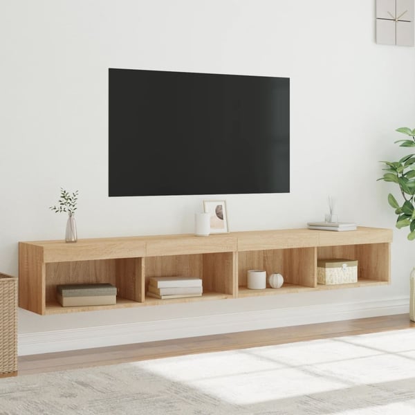 vidaXL tv-borde 2 stk. med LED-lys 100x30x30 cm sonoma-eg