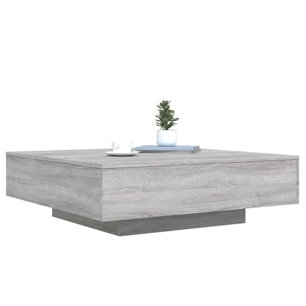 vidaXL Salongbord med LED-lys grå sonoma 100x100x31 cm