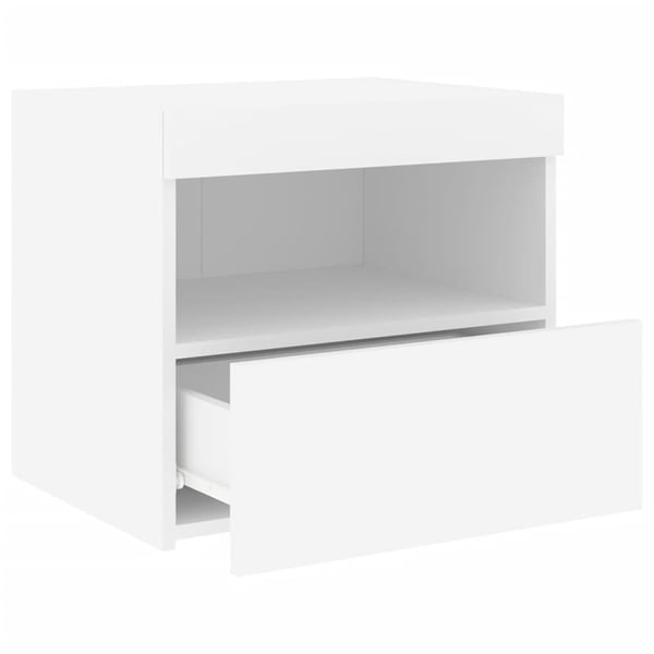 vidaXL Nattbord med LED hvit 50x40x45 cm