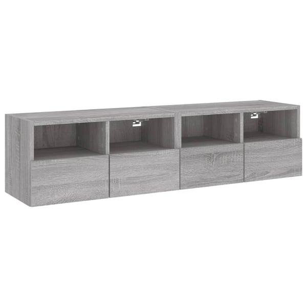 vidaXL Vegghengte TV-benker 2 stk grå sonoma 60x30x30cm konstruert tre