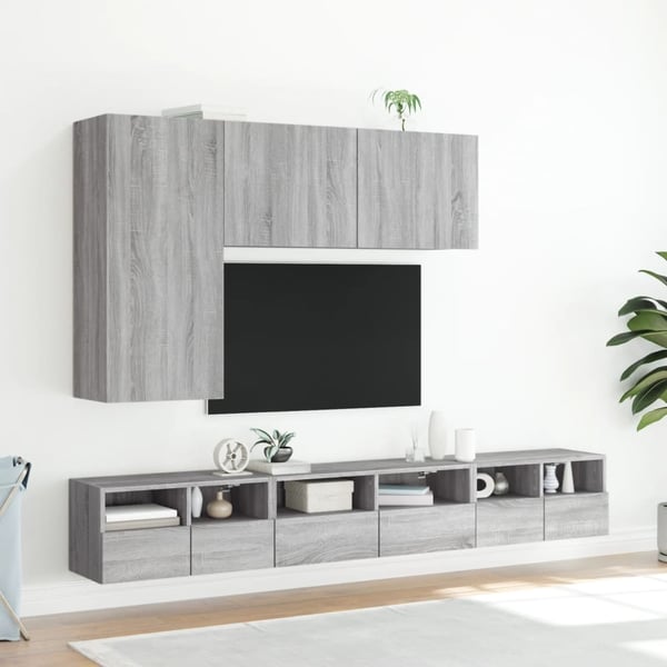 vidaXL Vegghengte TV-benker 2 stk grå sonoma 60x30x30cm konstruert tre