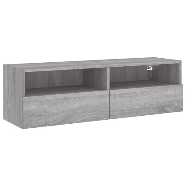 vidaXL Veggmontert TV-benk grå sonoma eik 100x30x30 cm konstruert tre