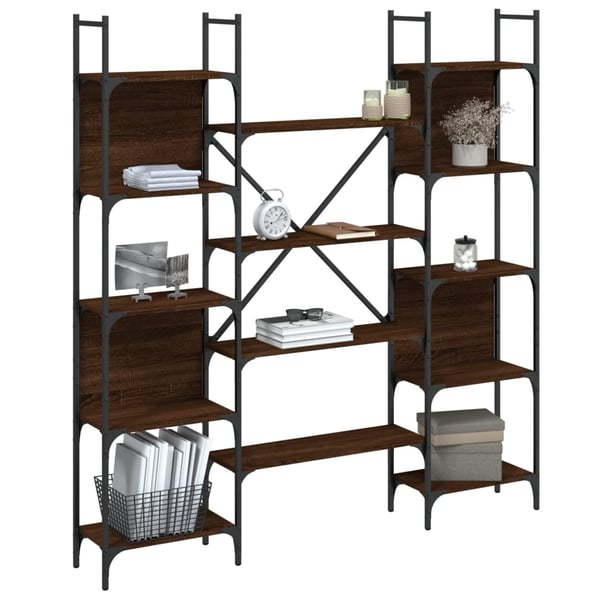 vidaXL bogreol 155,5x24x166,5 cm konstrueret træ brun egetræsfarve