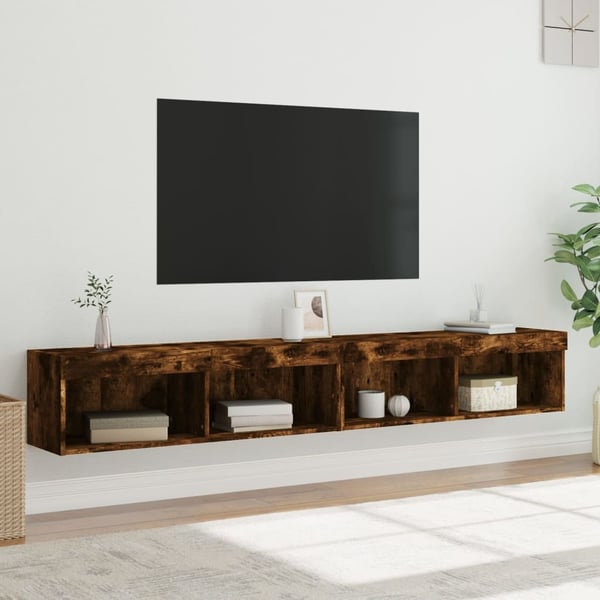 vidaXL TV-benker med LED-lys 2 stk røkt eik 100x30x30 cm
