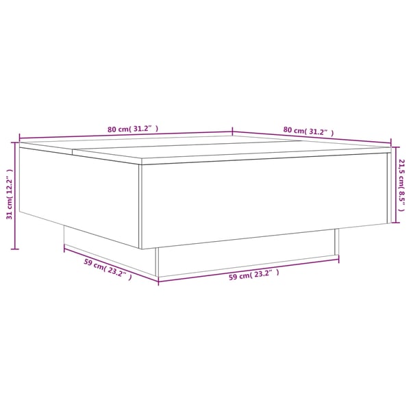 vidaXL sofabord 80x80x31 cm spånplade hvid