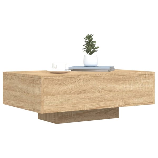 vidaXL Salongbord med LED-lys sonoma eik 85x55x31 cm