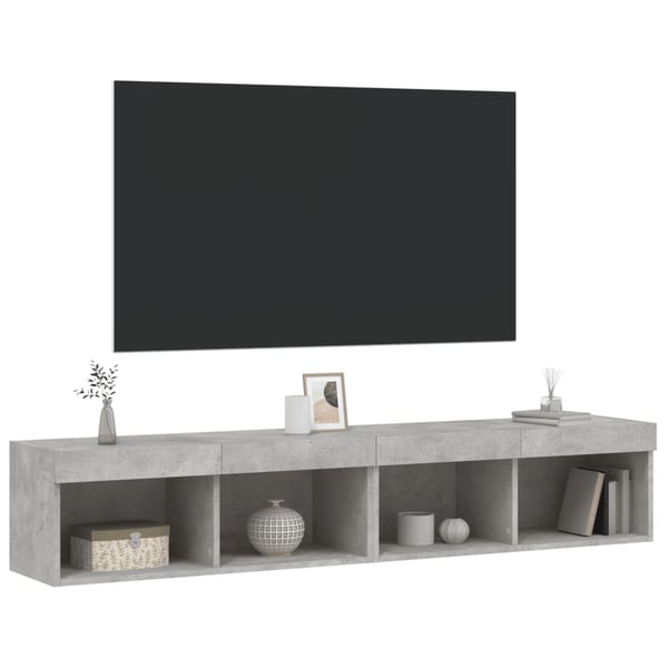 vidaXL TV-benker med LED-lys 2 stk betonggrå 80x30x30 cm