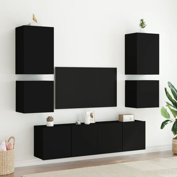vidaXL Vegghengte TV-benker 2 stk svart 40,5x30x40 cm konstruert tre