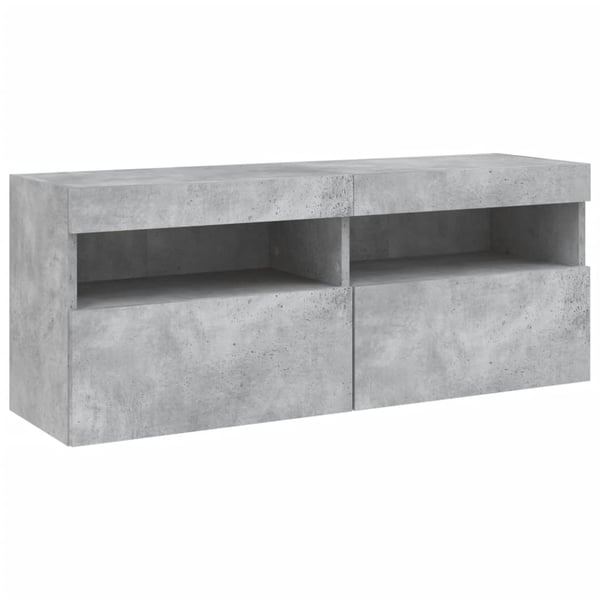 vidaXL TV-seinäkaappi LED-valoilla betoninharmaa 100x30x40 cm
