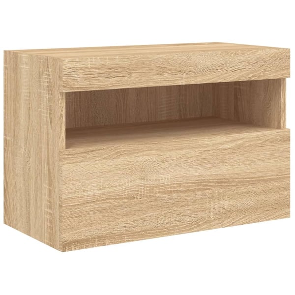 vidaXL væghængt tv-bord med LED-lys 60x30x40 cm sonoma-eg