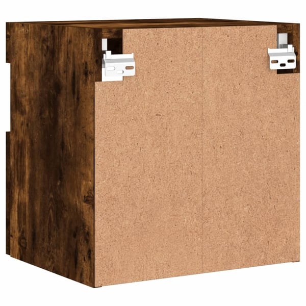 vidaXL væghængt tv-bord med LED-lys 40x30x40 cm røget egetræsfarve