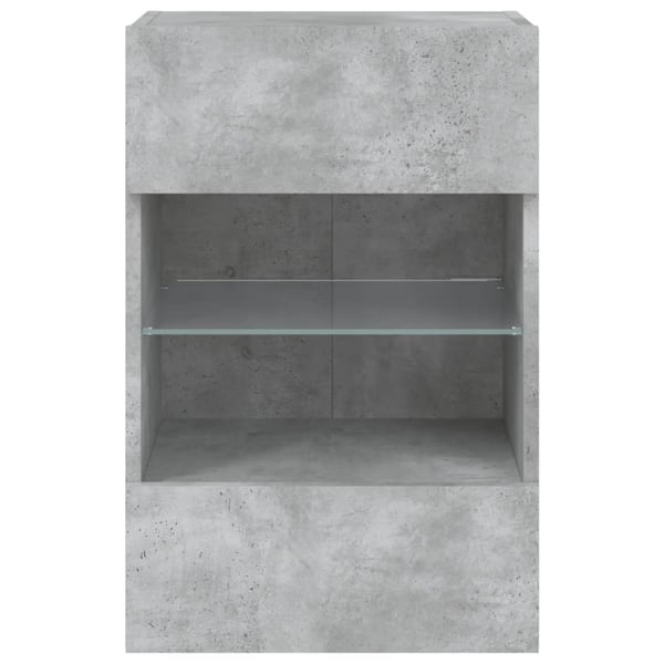 vidaXL Vegghengte skap med LED-lys for TV 2 stk betonggrå 40x30x60,5 cm