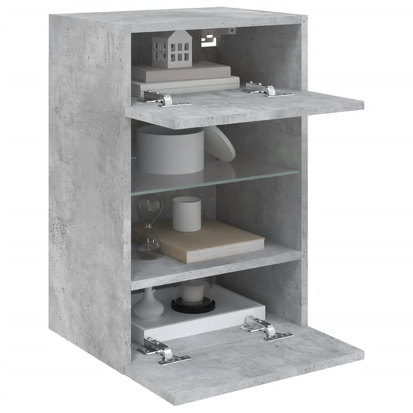 vidaXL Vegghengte skap med LED-lys for TV 2 stk betonggrå 40x30x60,5 cm